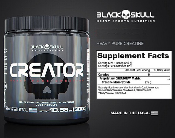 TopWay Suplementos - Creatina Creator 300g - Black Skull -Tabela Nutricional